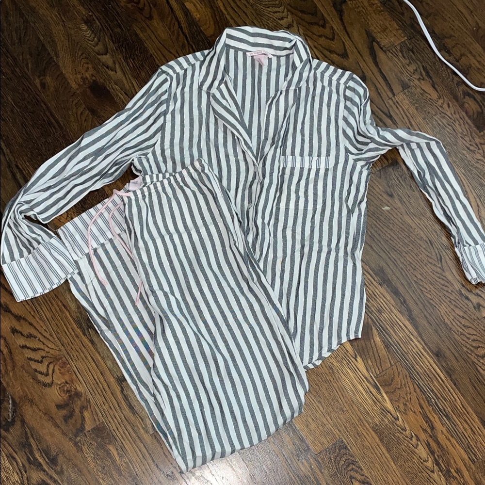 Victoria Secret flannel Striped Pajama Set S